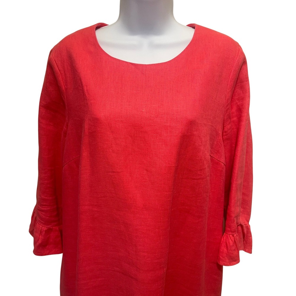 Neiman Marcus Womens Coral Pink 100% Linen Shift Dress Large - Picture 2 of 7